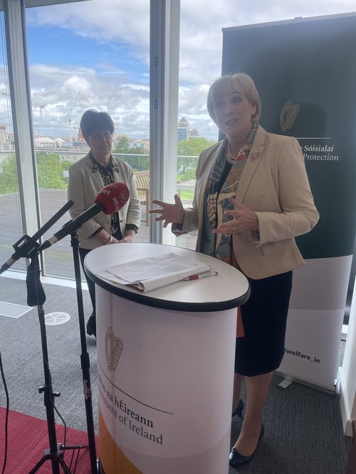 Image of Minister Humphreys speaking to the Press
